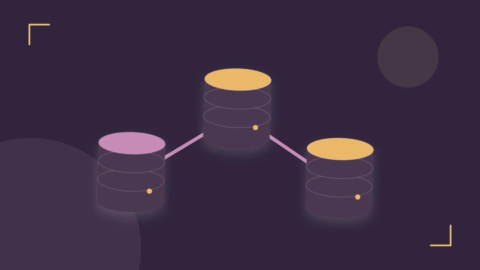 Editorial illustration of structured records, database cylinders and relationships between tables