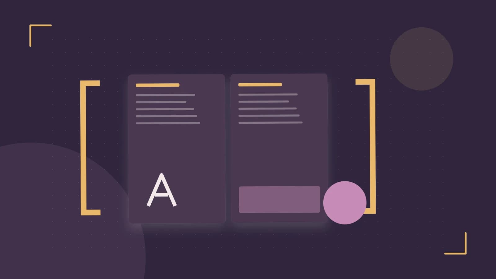 Editorial illustration of typeset pages, expressive letterform shapes and a precise editorial page grid