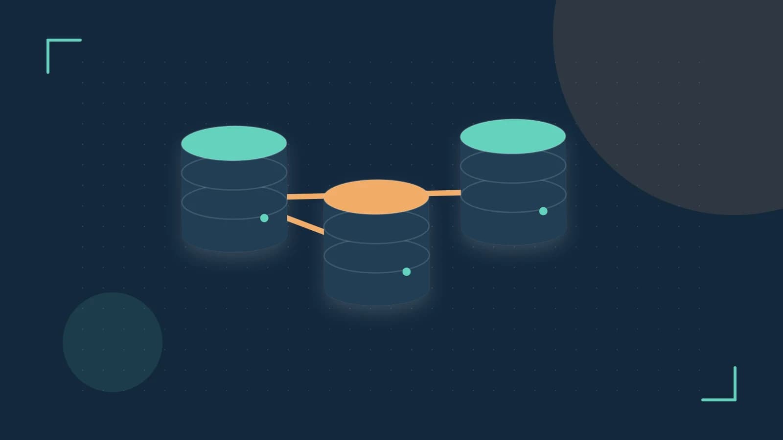 Editorial illustration of structured records, database cylinders and relationships between tables