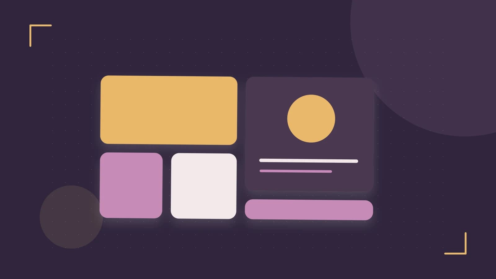 Editorial illustration of responsive browser layouts, overlapping design components and a color system