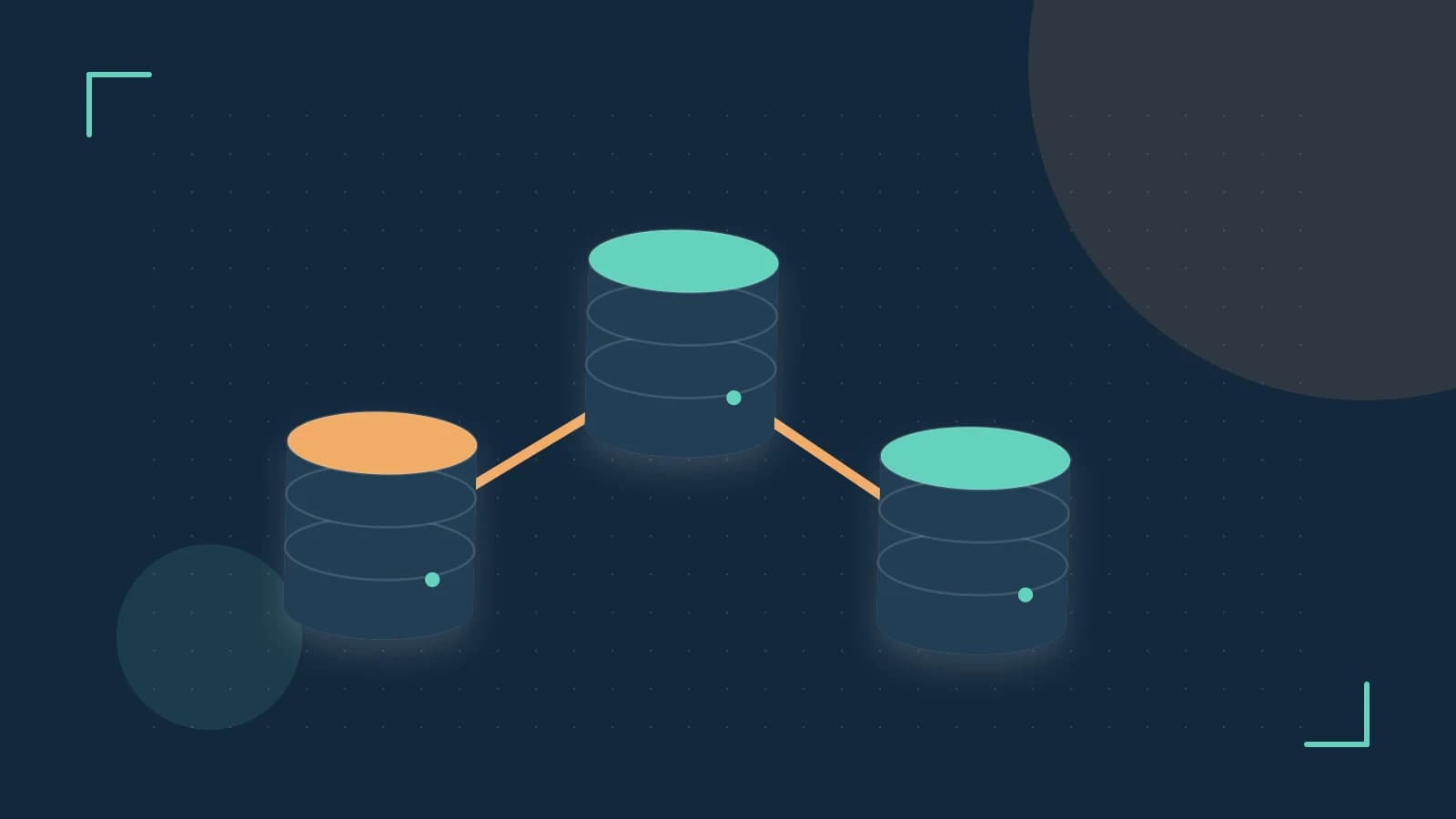 Editorial illustration of structured records, database cylinders and relationships between tables