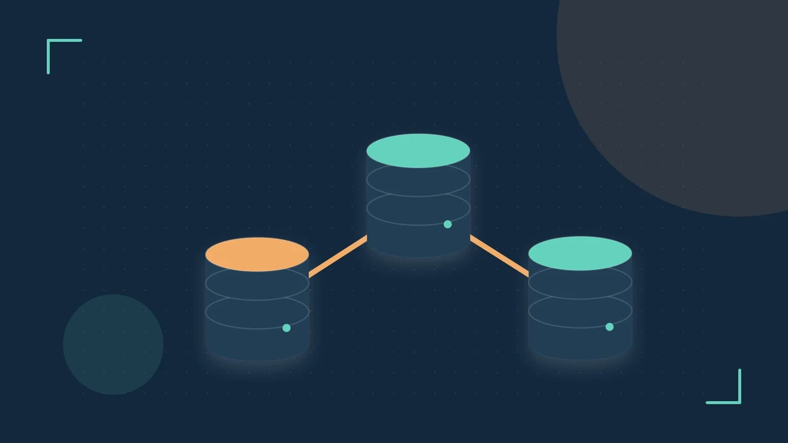 Editorial illustration of structured records, database cylinders and relationships between tables