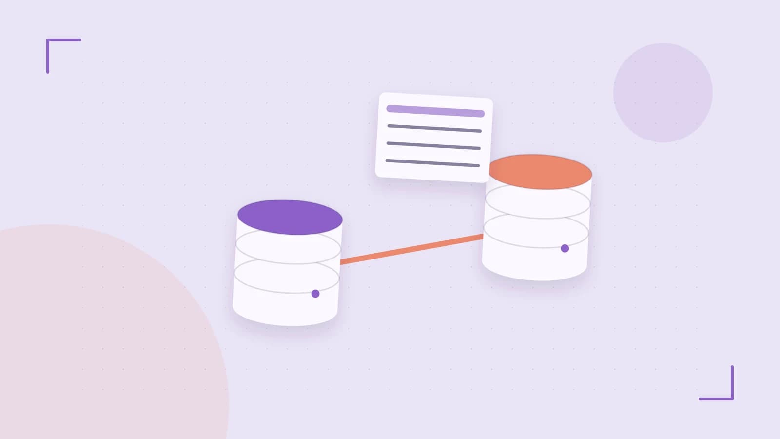 Editorial illustration of structured records, database cylinders and relationships between tables