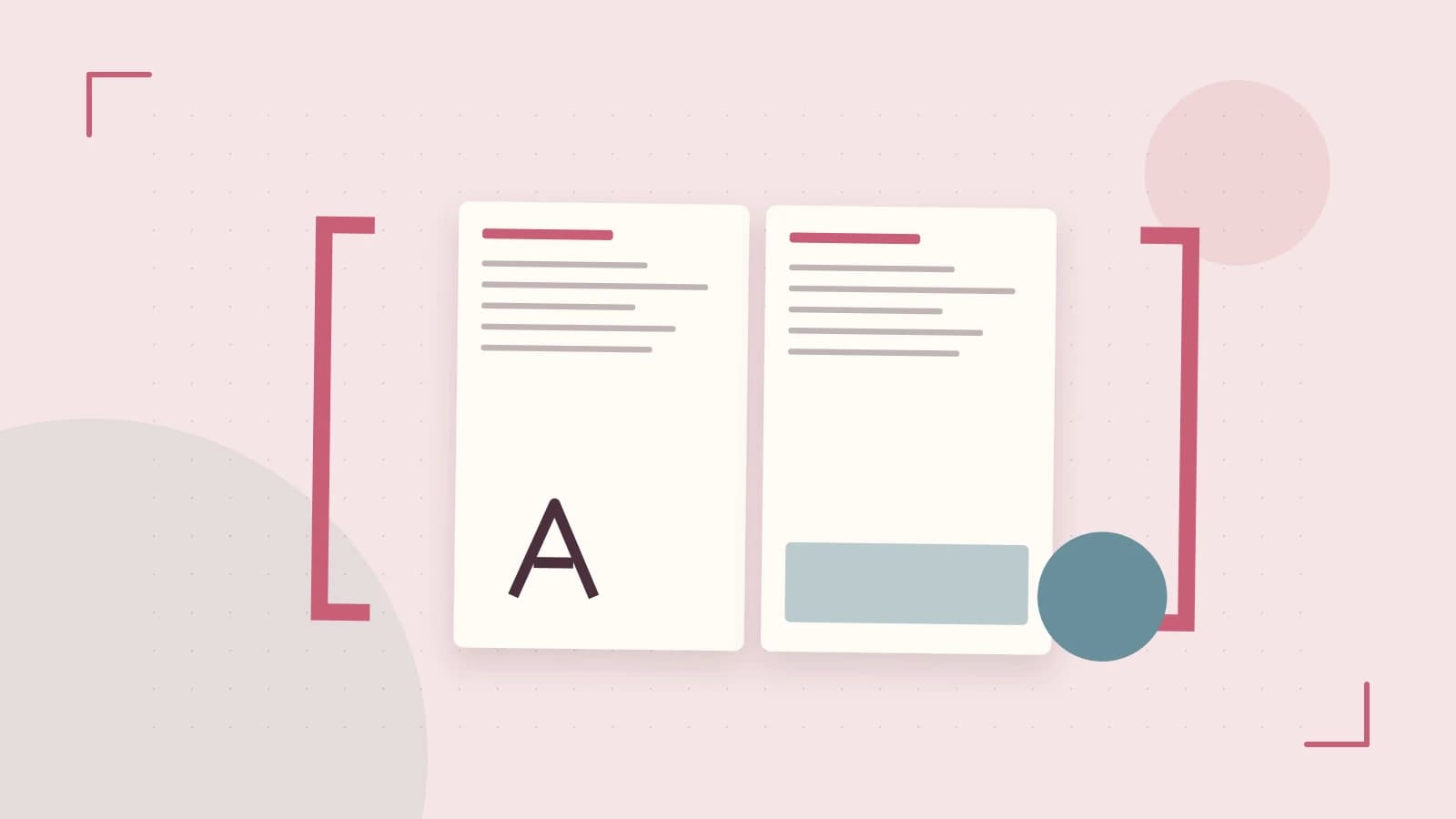 Editorial illustration of typeset pages, expressive letterform shapes and a precise editorial page grid