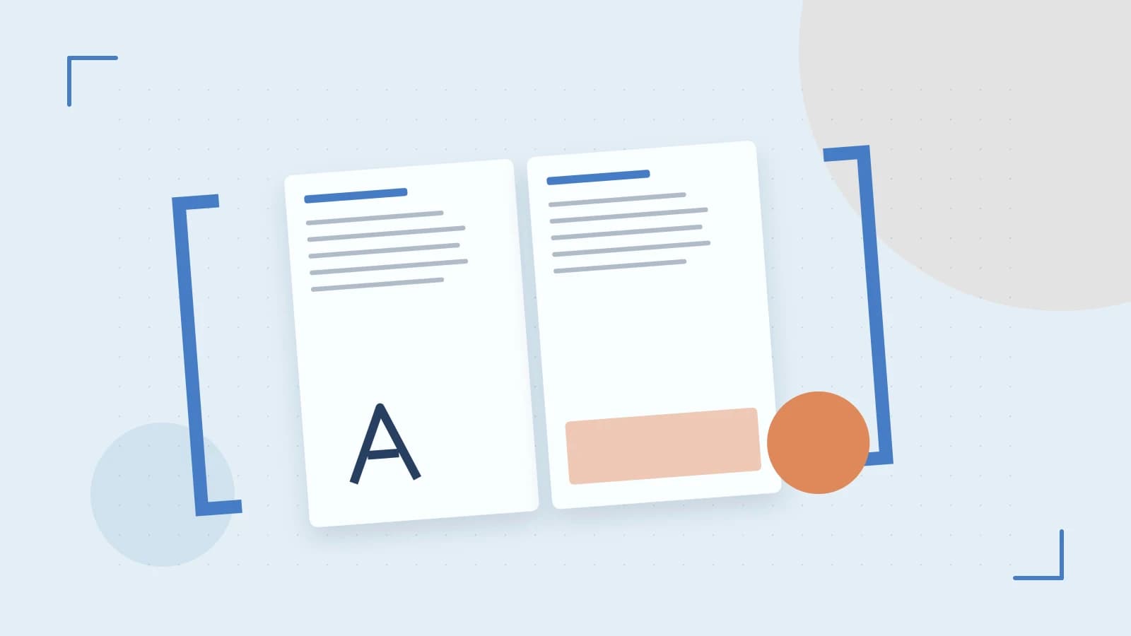 Editorial illustration of typeset pages, expressive letterform shapes and a precise editorial page grid