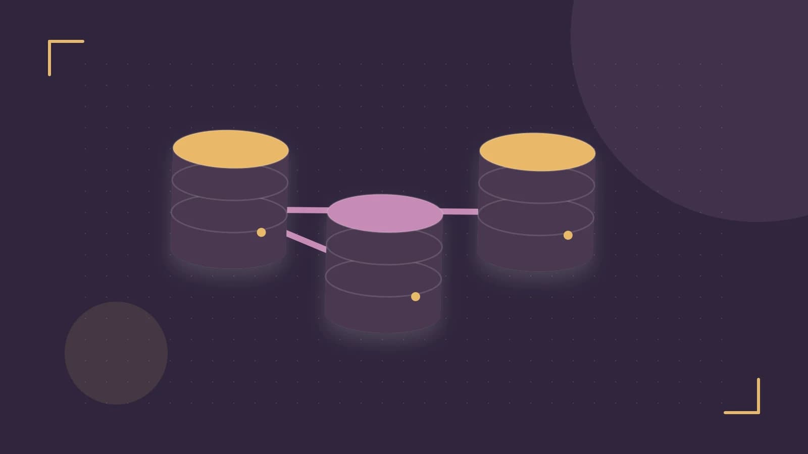 Editorial illustration of structured records, database cylinders and relationships between tables