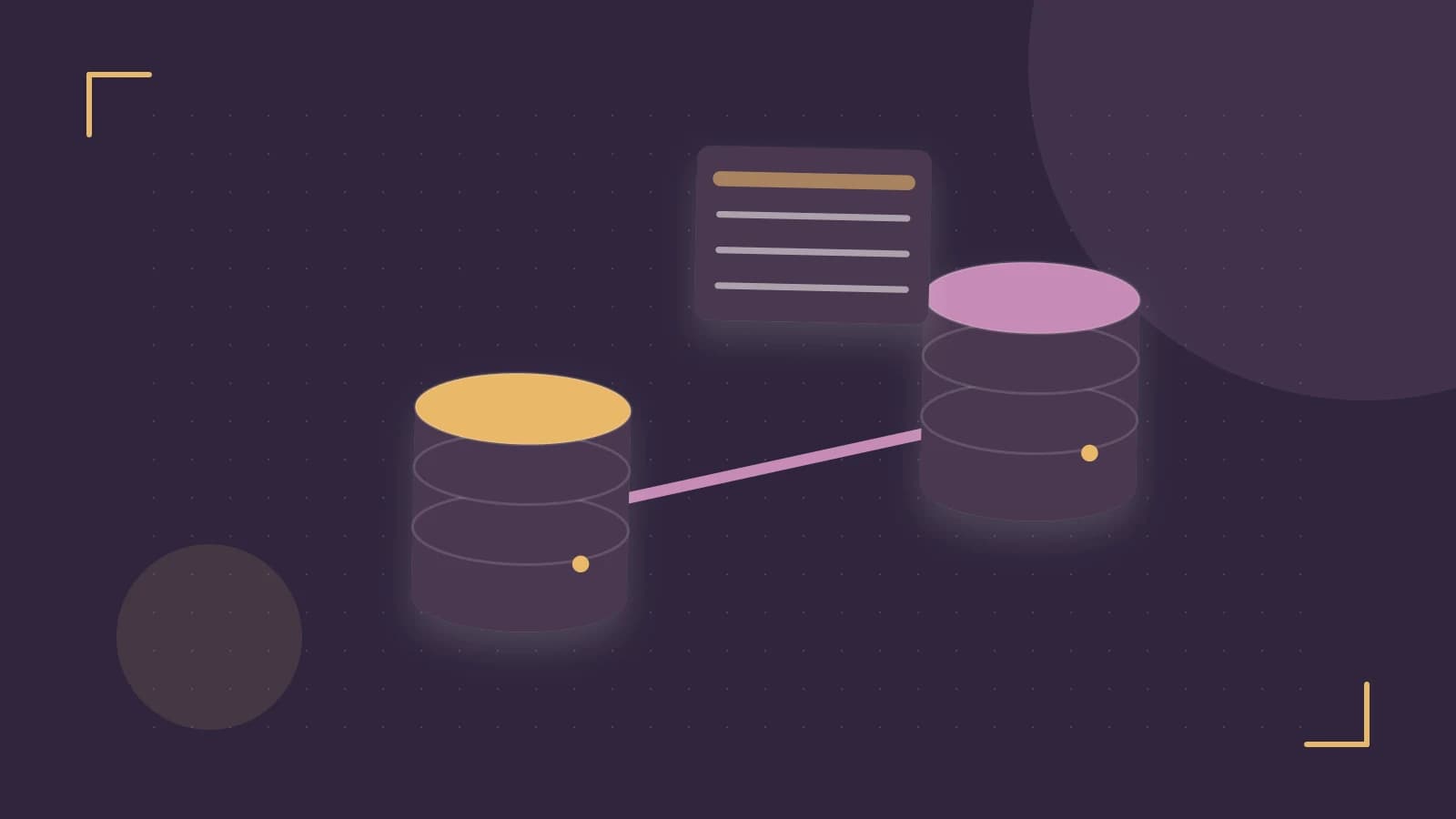 Editorial illustration of structured records, database cylinders and relationships between tables