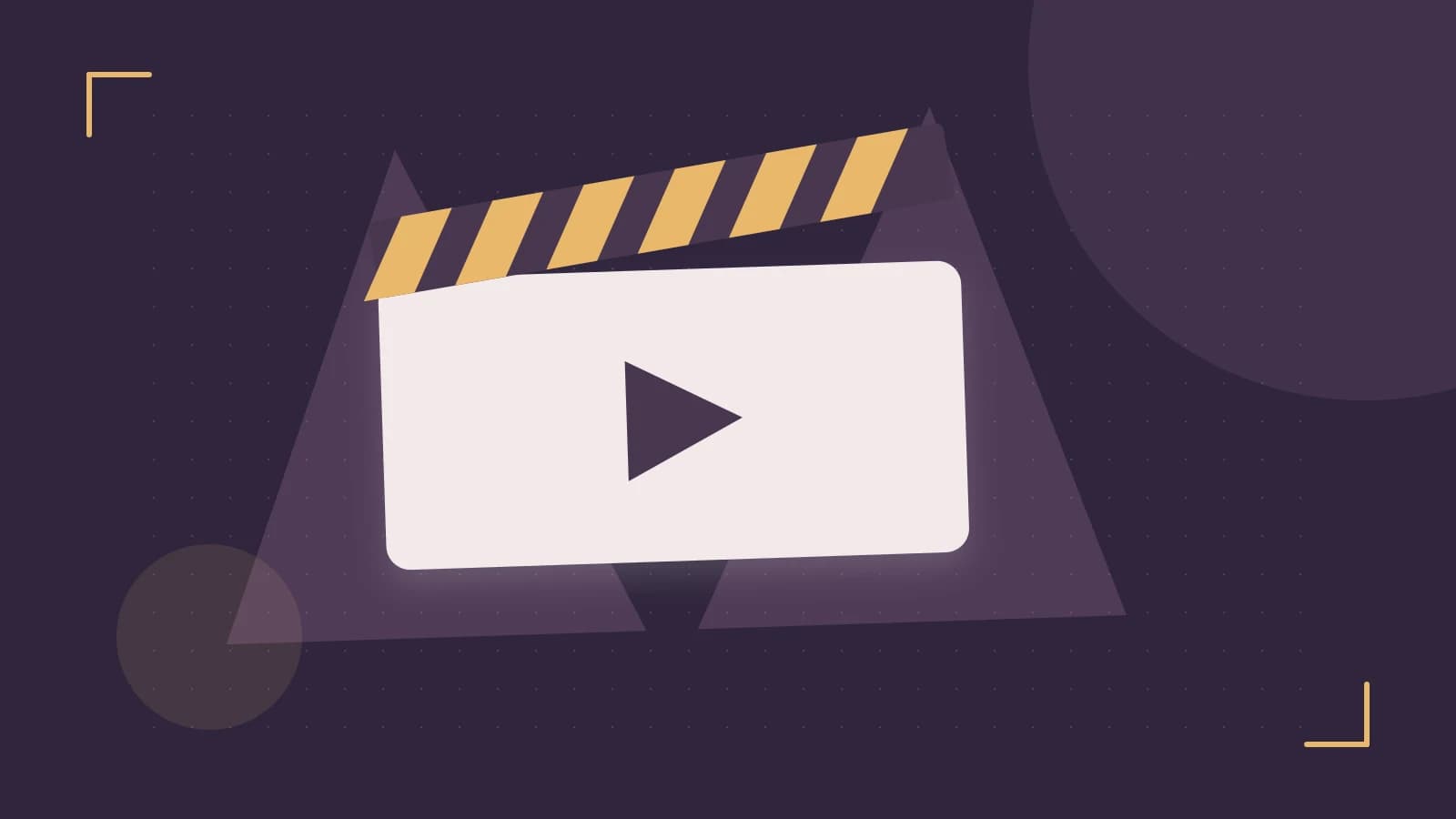 Editorial illustration of a film clapperboard, a spotlight and layered cultural artwork