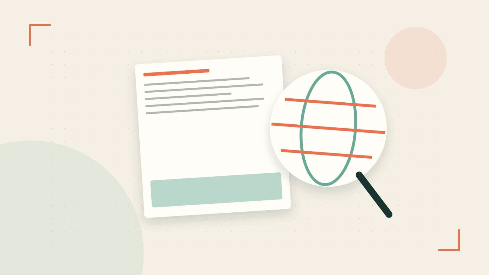 Editorial illustration of an editorial globe with meridians and layered geographic shapes