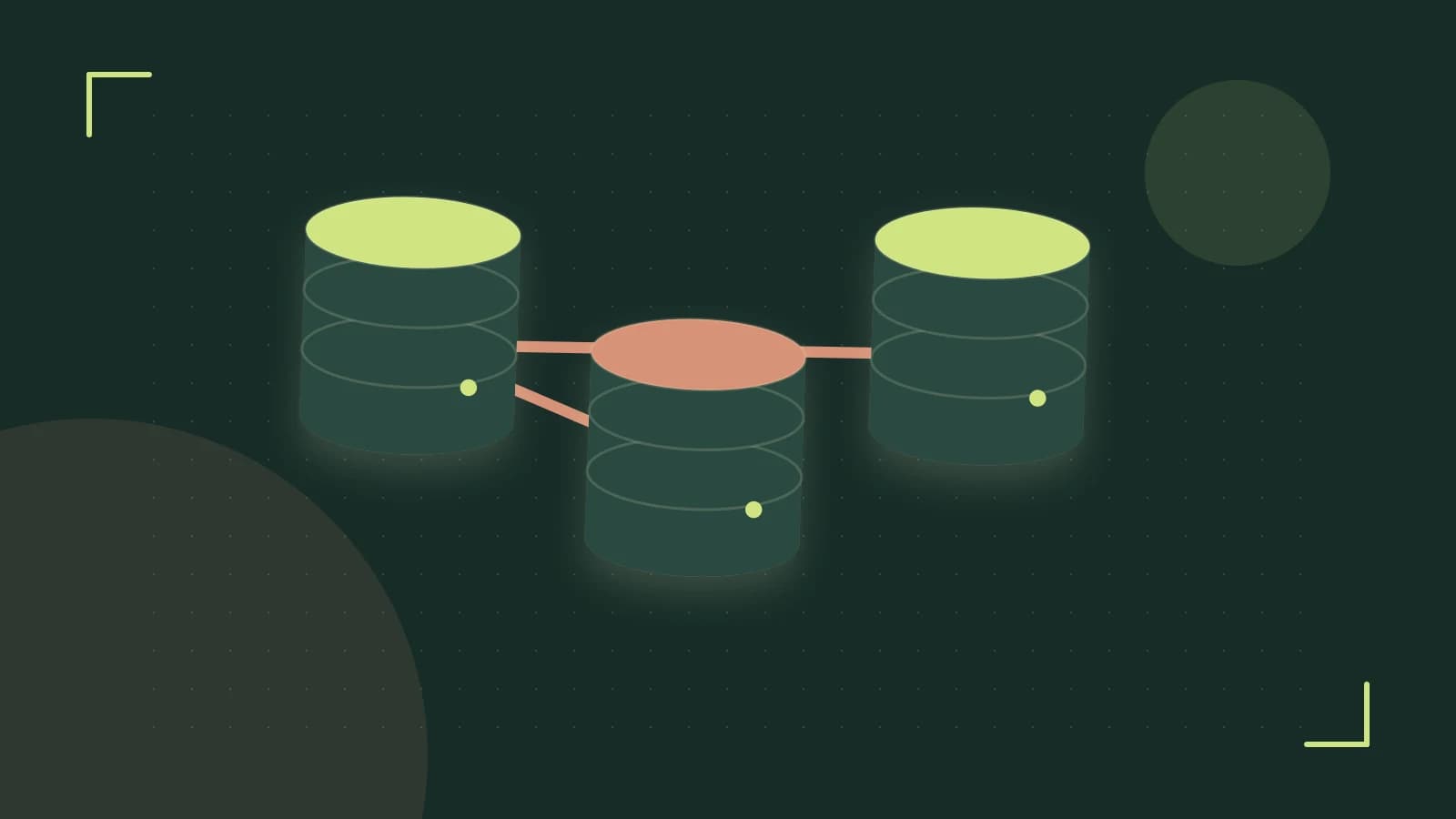 Editorial illustration of structured records, database cylinders and relationships between tables