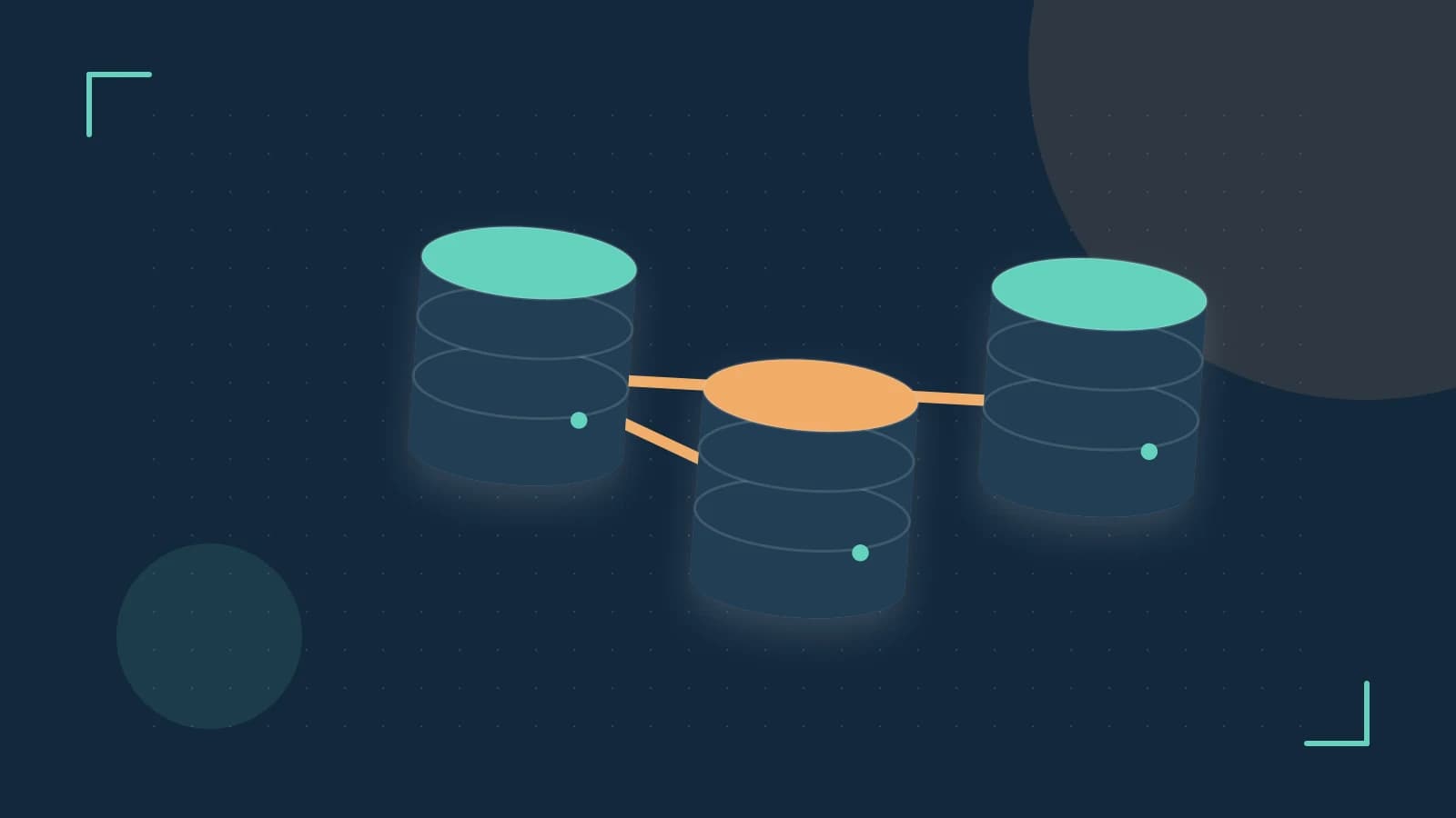 Editorial illustration of structured records, database cylinders and relationships between tables