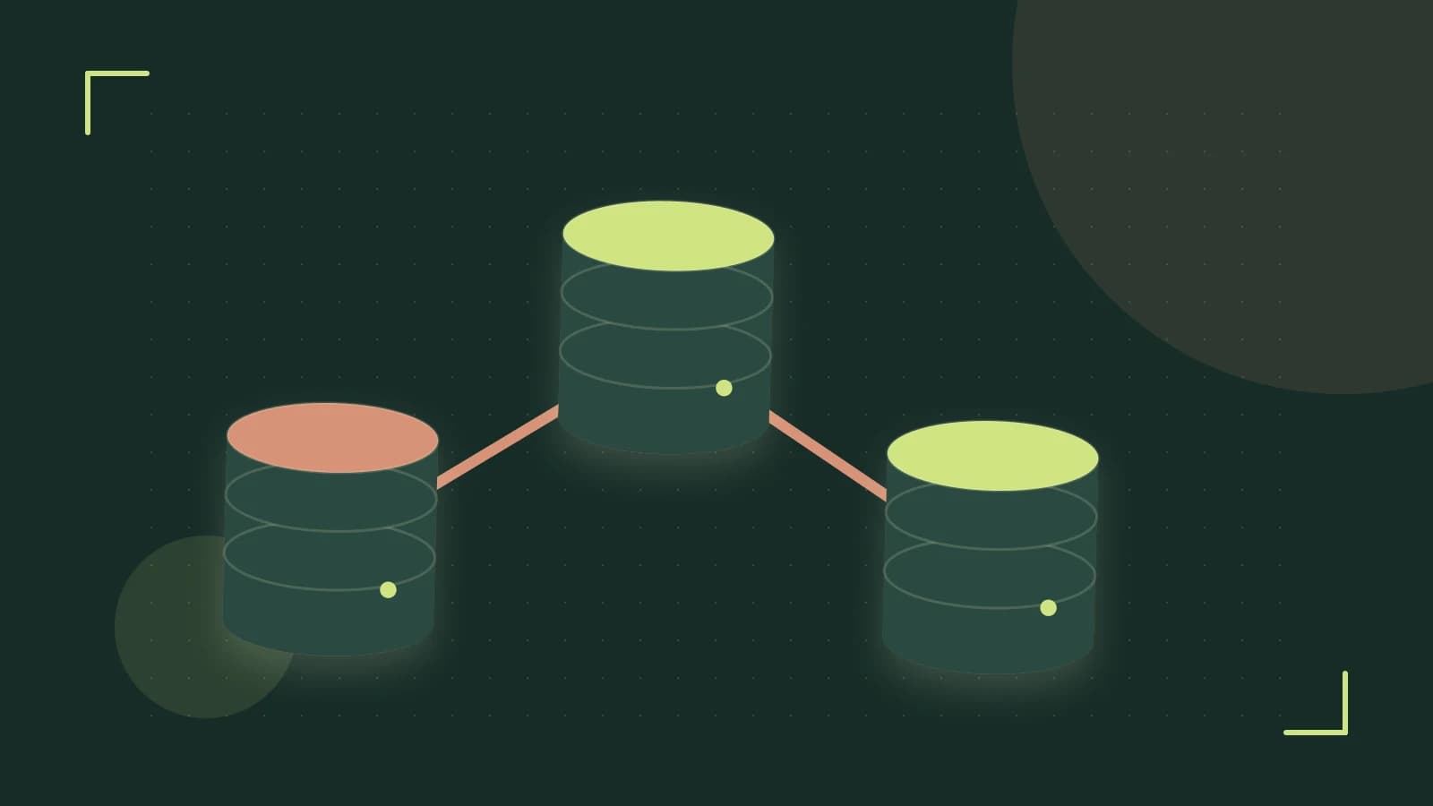Editorial illustration of structured records, database cylinders and relationships between tables