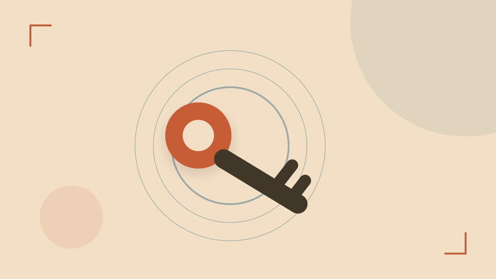 Editorial illustration of a sculpted shield, authentication key and concentric permission boundaries