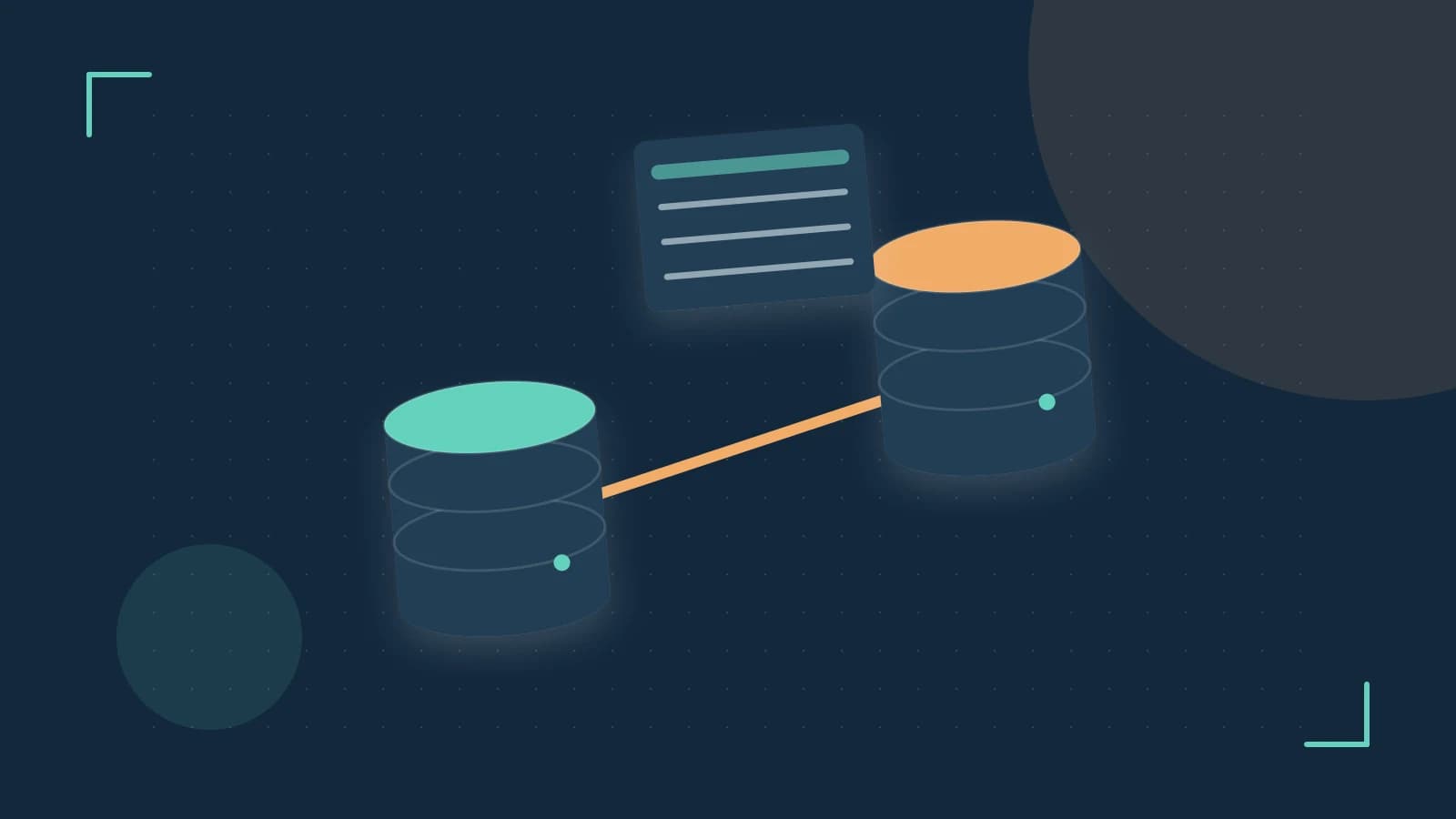 Editorial illustration of structured records, database cylinders and relationships between tables