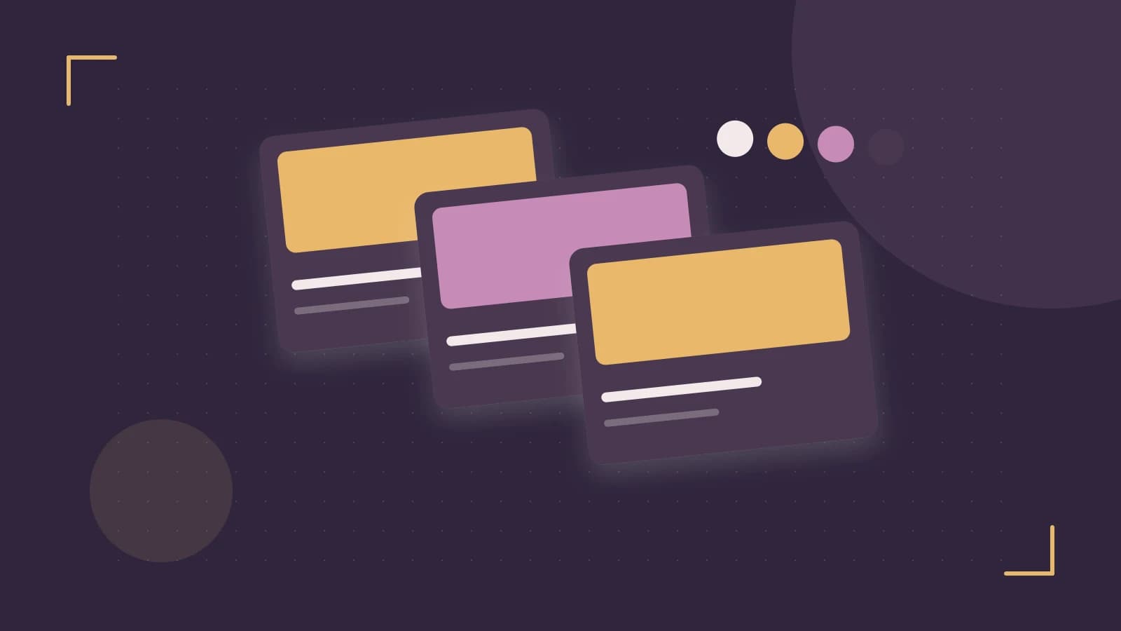 Editorial illustration of responsive browser layouts, overlapping design components and a color system