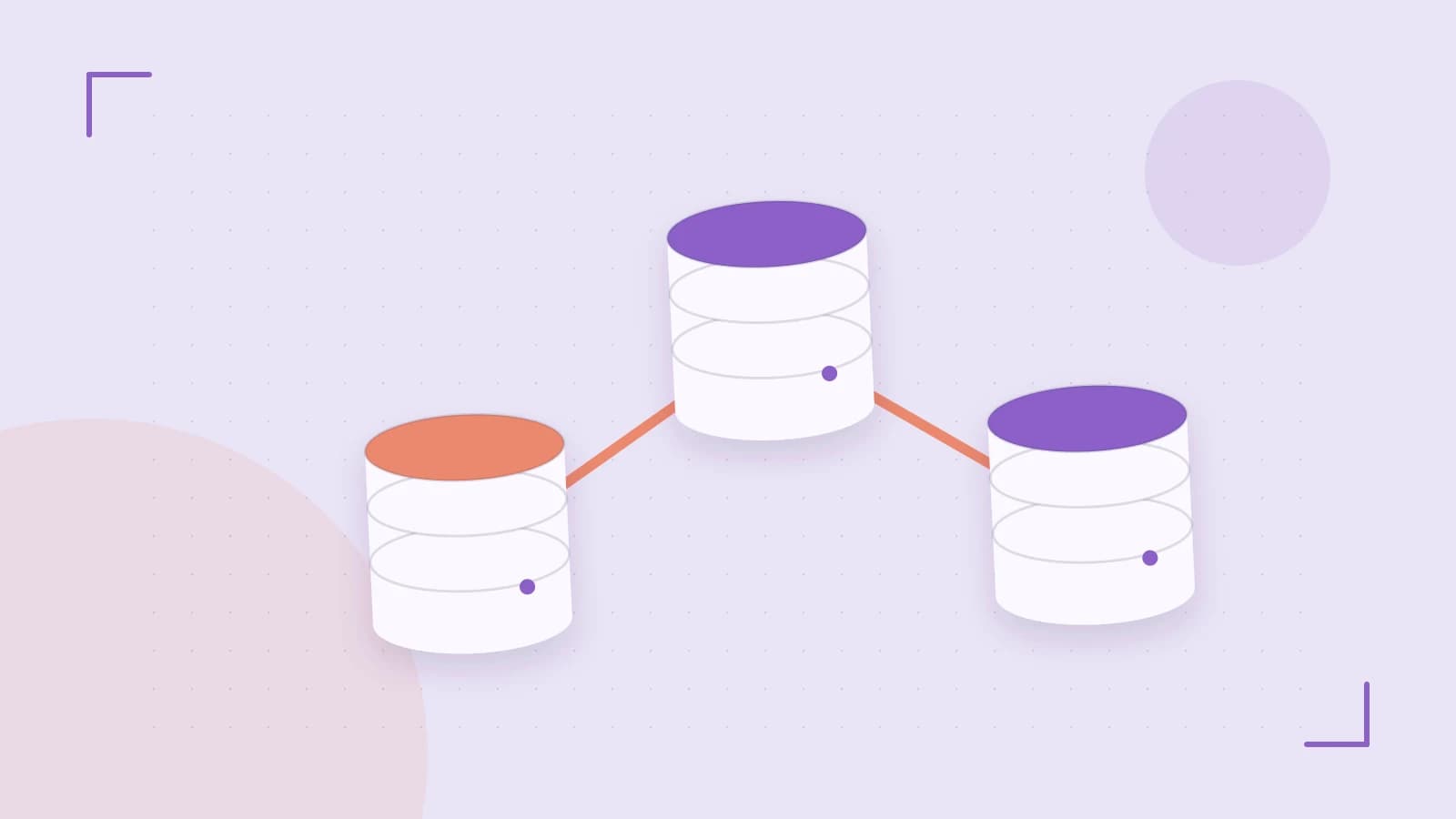 Editorial illustration of structured records, database cylinders and relationships between tables
