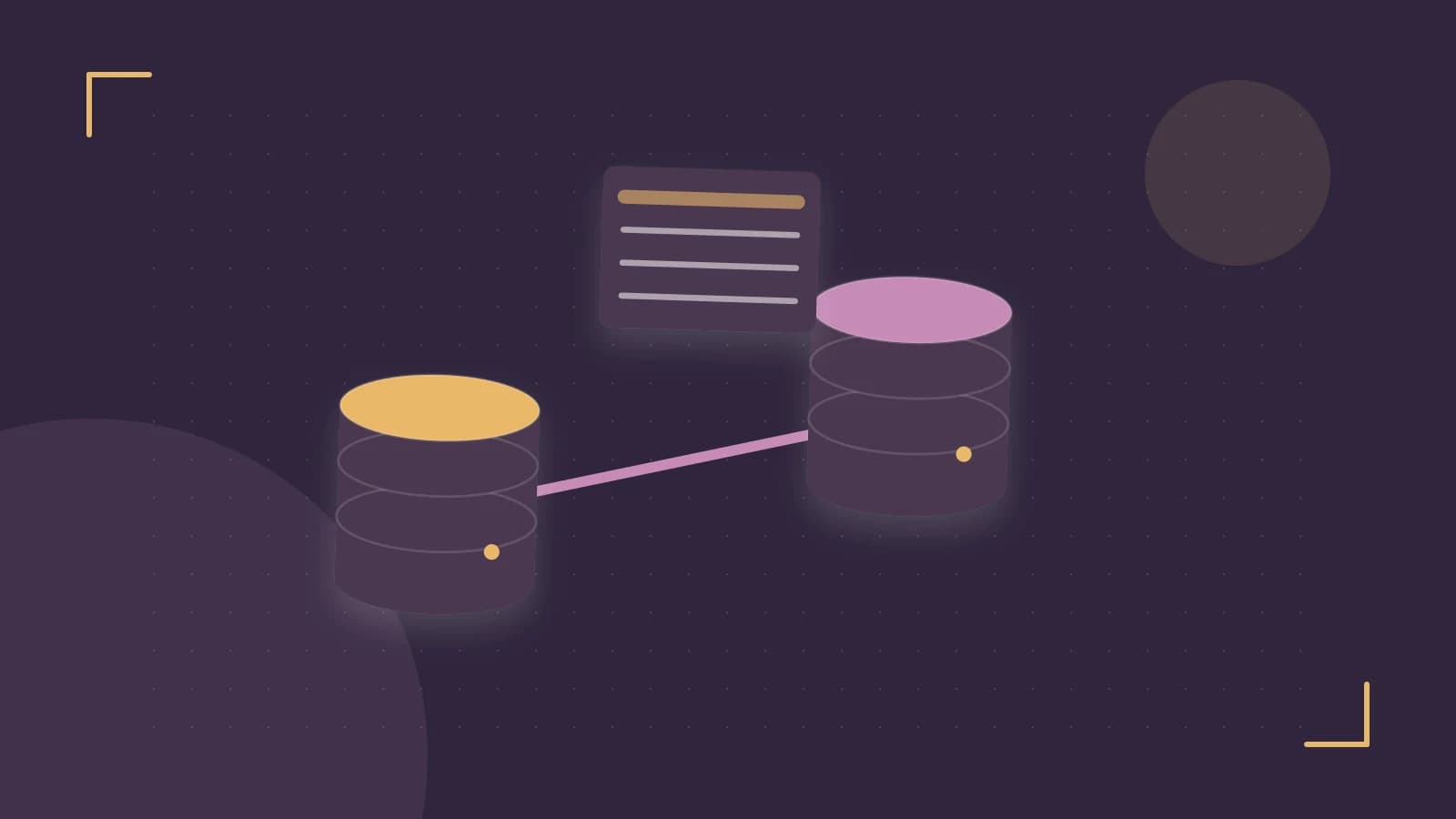 Editorial illustration of structured records, database cylinders and relationships between tables