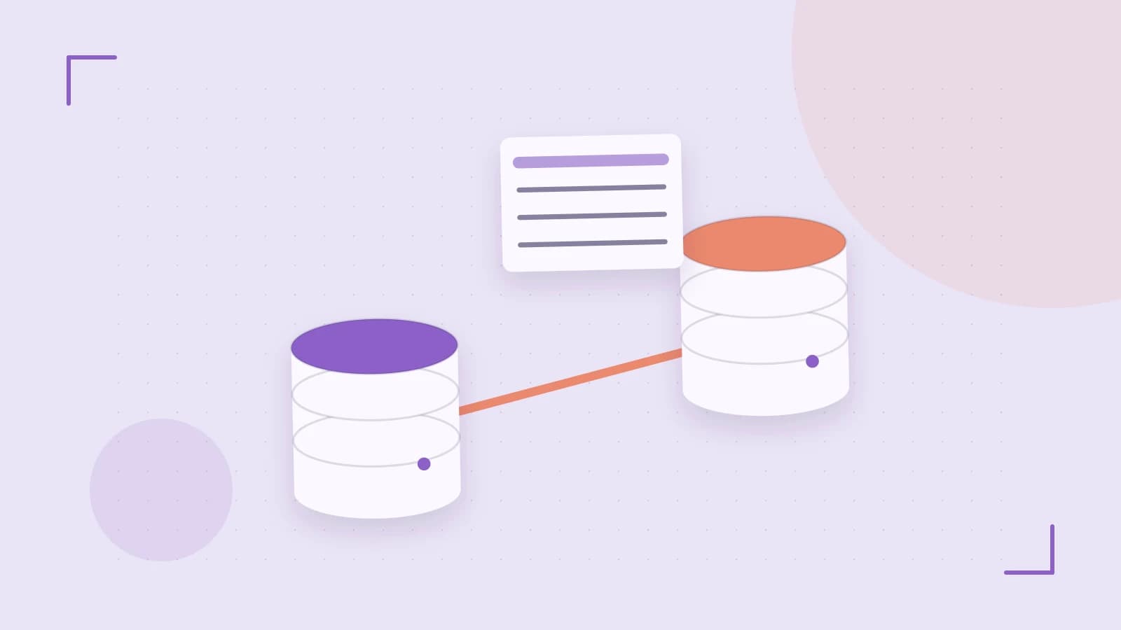 Editorial illustration of structured records, database cylinders and relationships between tables