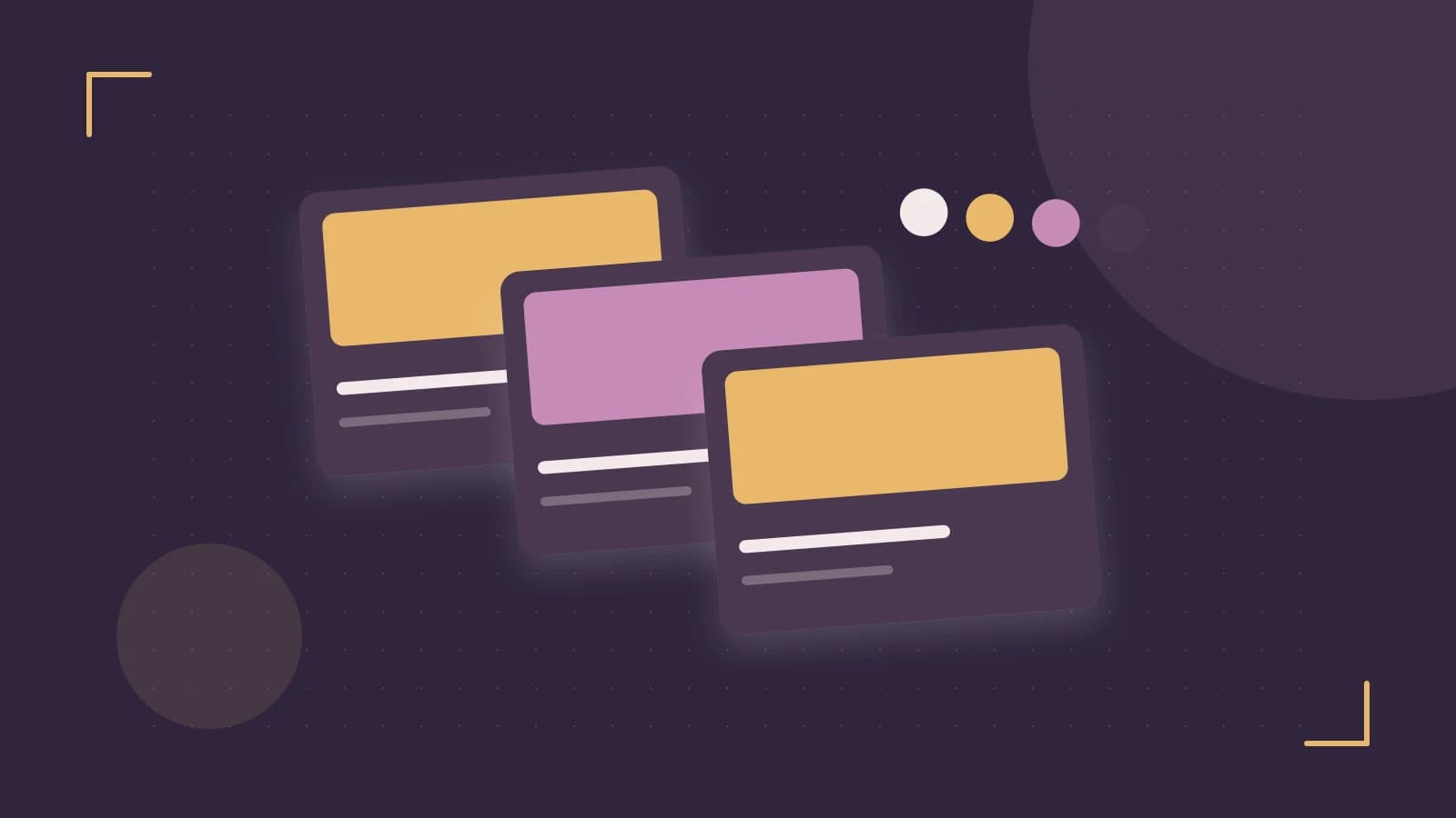 Editorial illustration of responsive browser layouts, overlapping design components and a color system