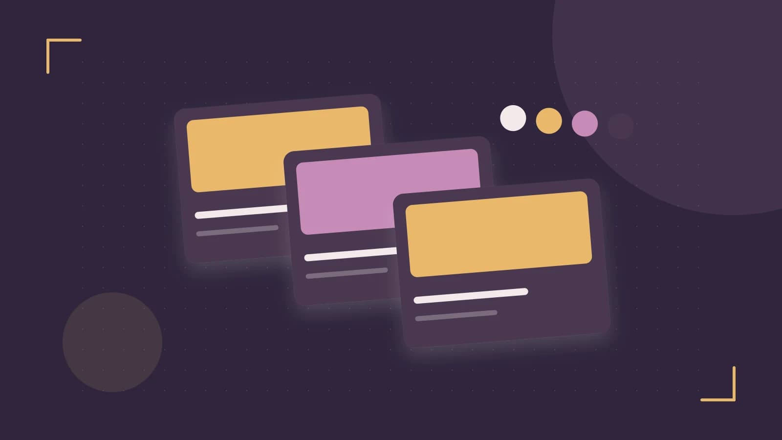 Editorial illustration of responsive browser layouts, overlapping design components and a color system