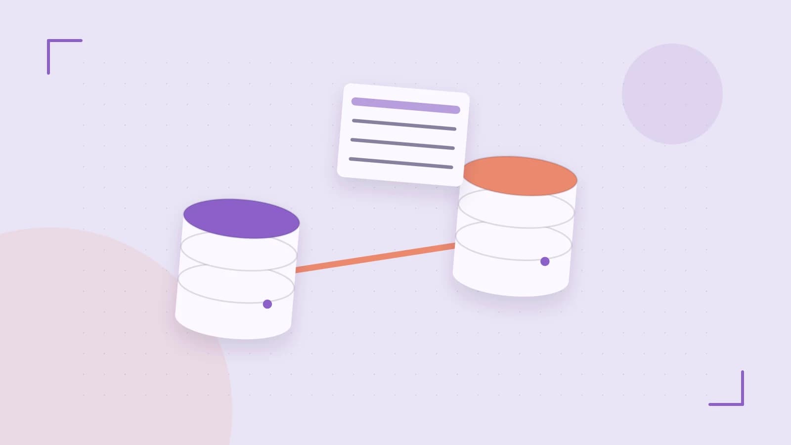 Editorial illustration of structured records, database cylinders and relationships between tables