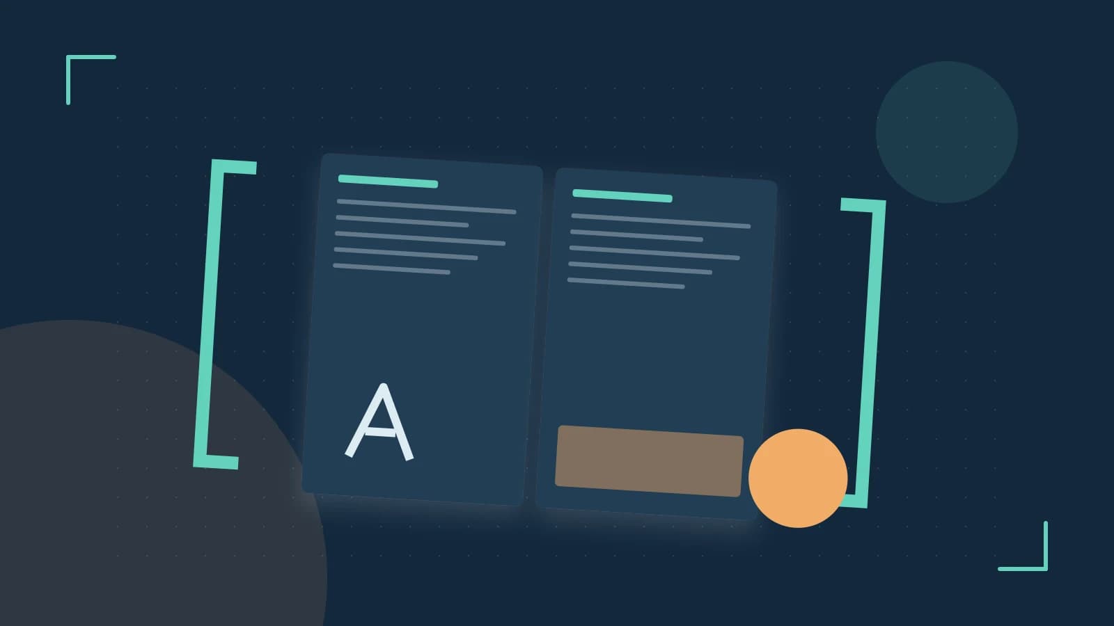 Editorial illustration of typeset pages, expressive letterform shapes and a precise editorial page grid