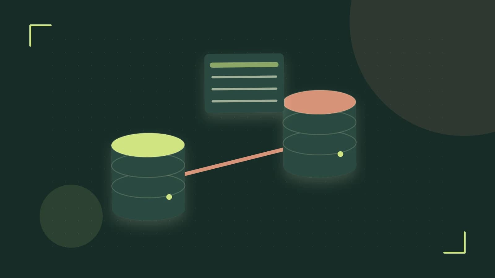 Editorial illustration of structured records, database cylinders and relationships between tables