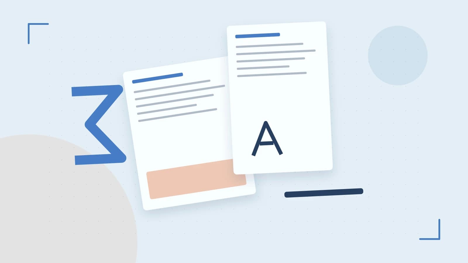 Editorial illustration of typeset pages, expressive letterform shapes and a precise editorial page grid