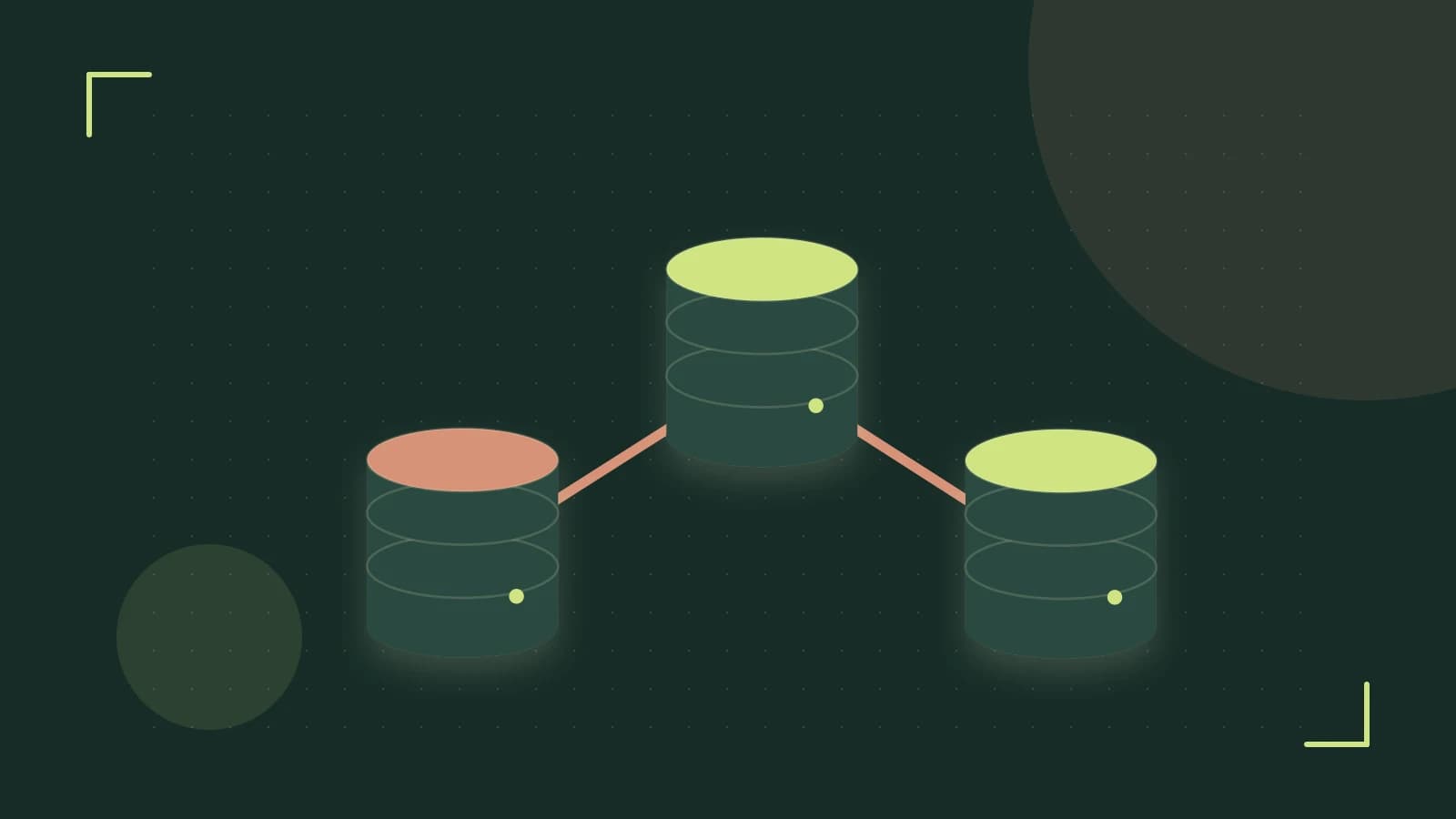 Editorial illustration of structured records, database cylinders and relationships between tables