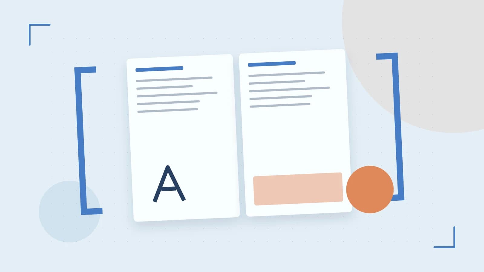 Editorial illustration of typeset pages, expressive letterform shapes and a precise editorial page grid