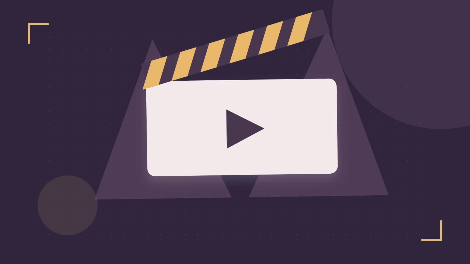 Editorial illustration of a film clapperboard, a spotlight and layered cultural artwork