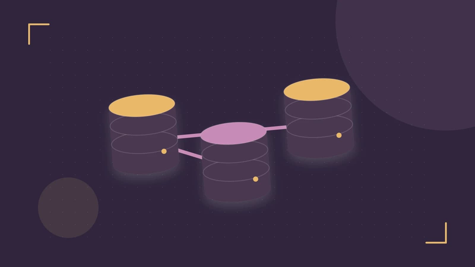Editorial illustration of structured records, database cylinders and relationships between tables