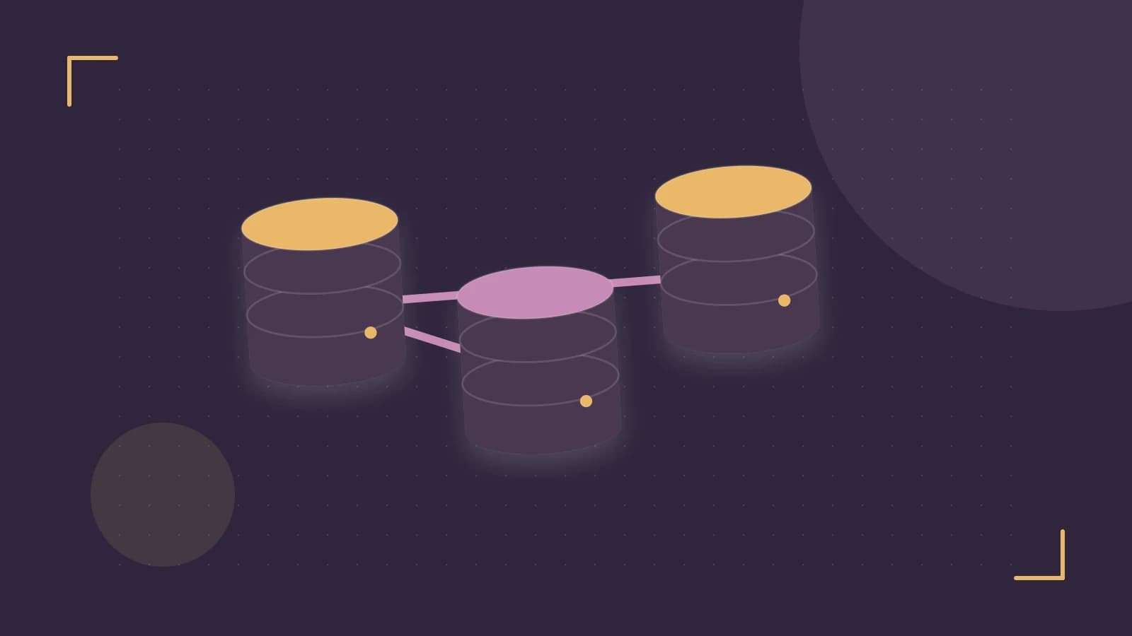 Editorial illustration of structured records, database cylinders and relationships between tables