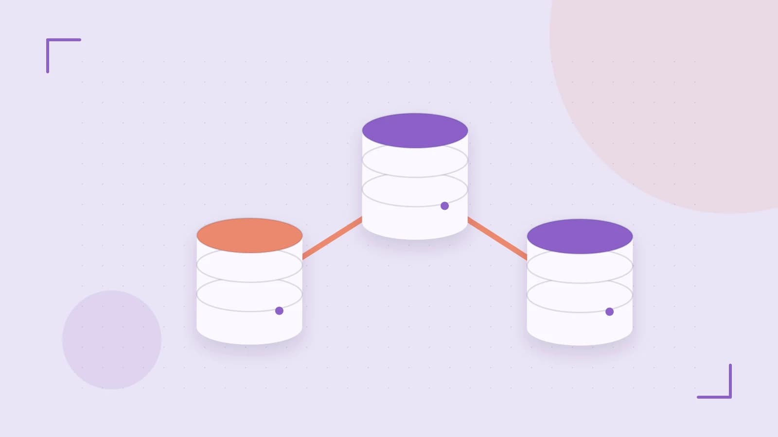 Editorial illustration of structured records, database cylinders and relationships between tables