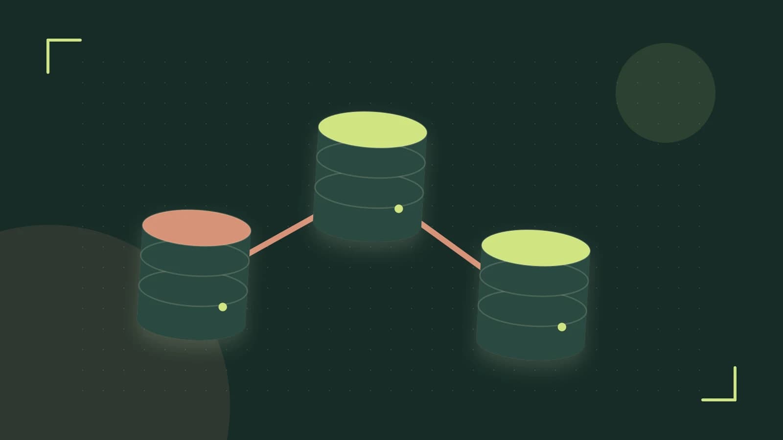 Editorial illustration of structured records, database cylinders and relationships between tables