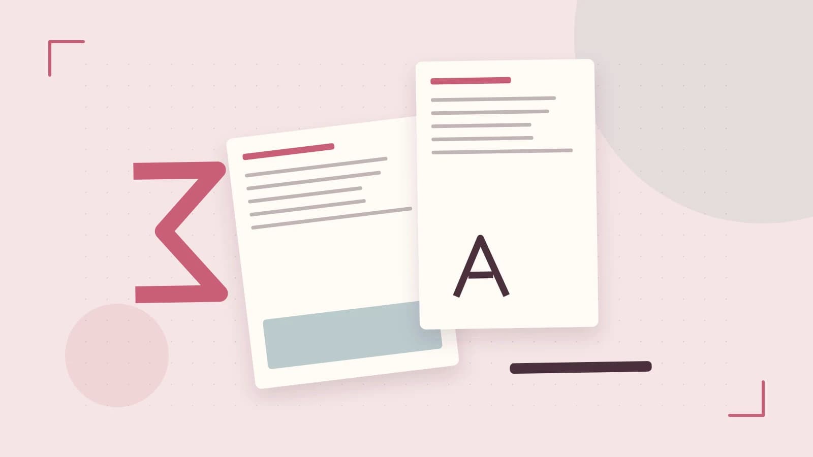 Editorial illustration of typeset pages, expressive letterform shapes and a precise editorial page grid