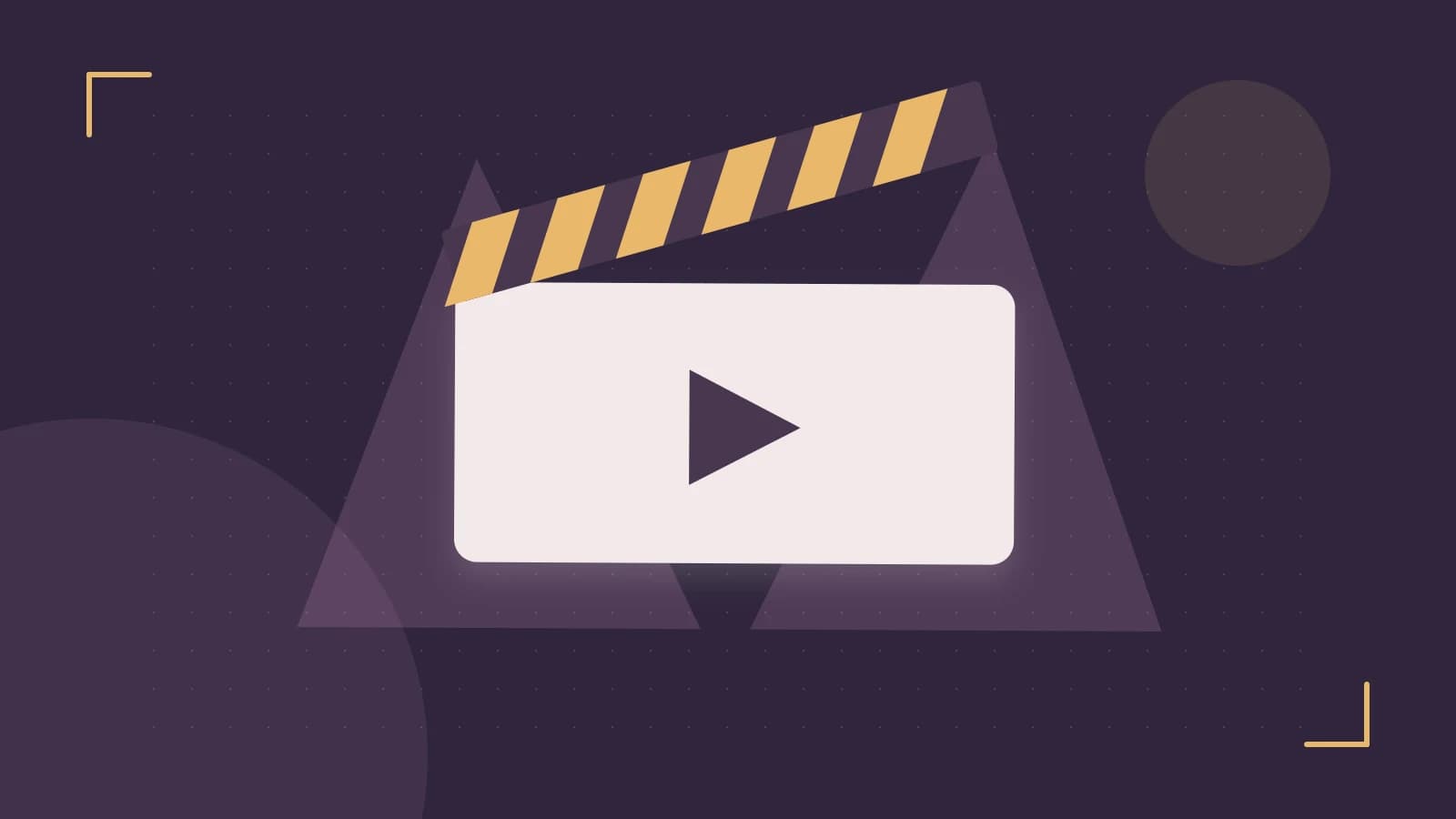 Editorial illustration of a film clapperboard, a spotlight and layered cultural artwork