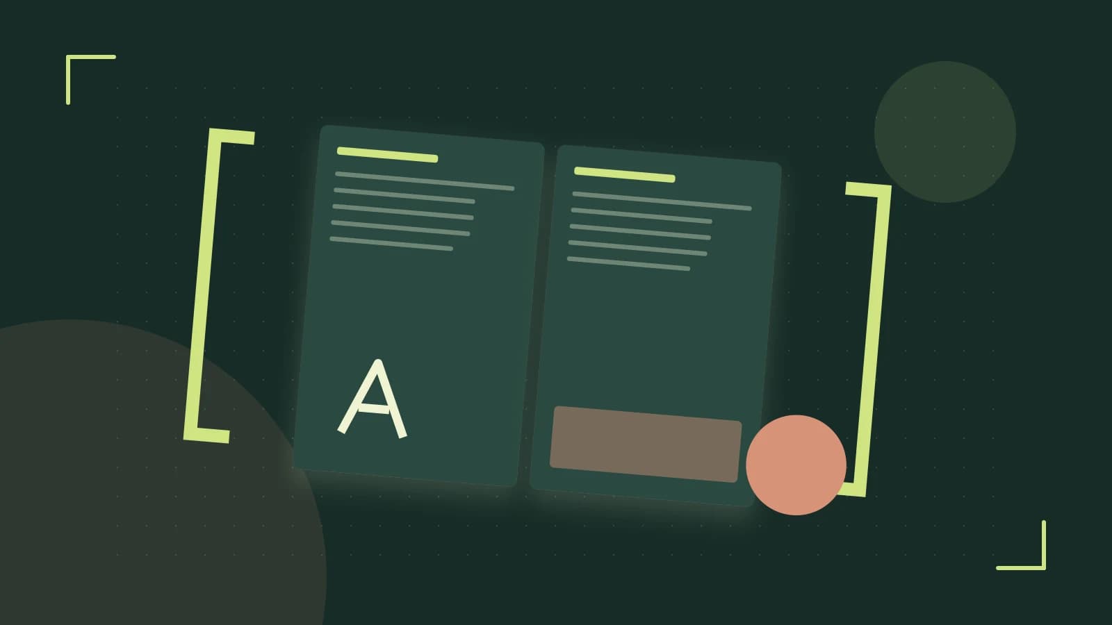 Editorial illustration of typeset pages, expressive letterform shapes and a precise editorial page grid