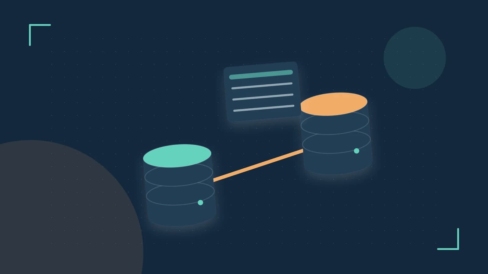 Editorial illustration of structured records, database cylinders and relationships between tables