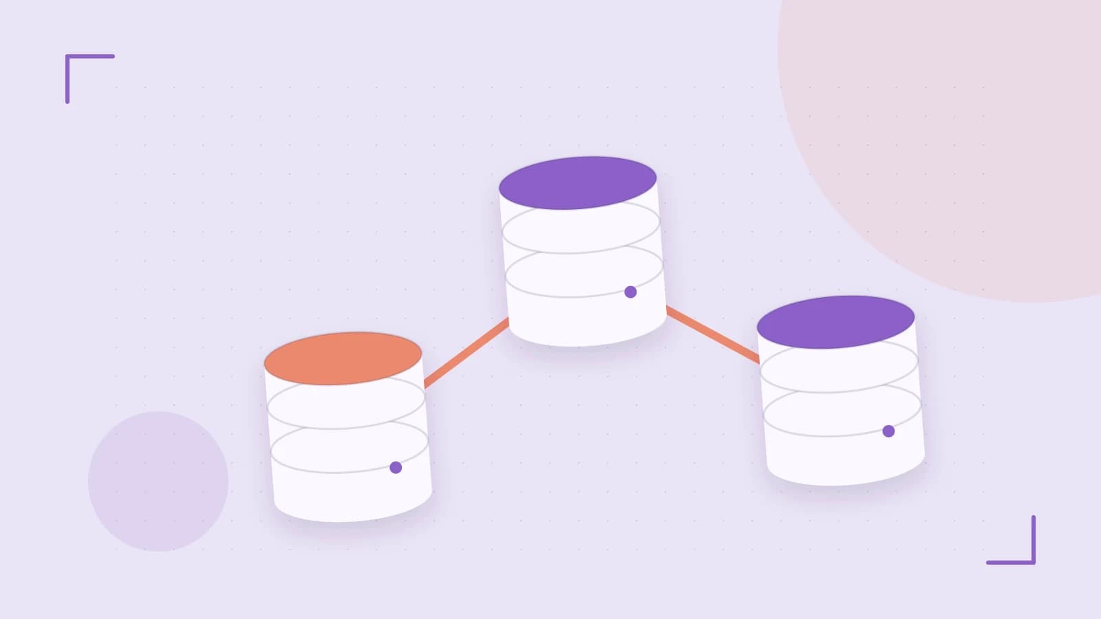 Editorial illustration of structured records, database cylinders and relationships between tables