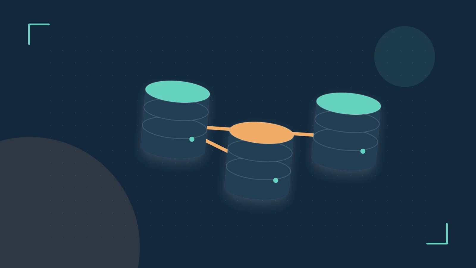 Editorial illustration of structured records, database cylinders and relationships between tables