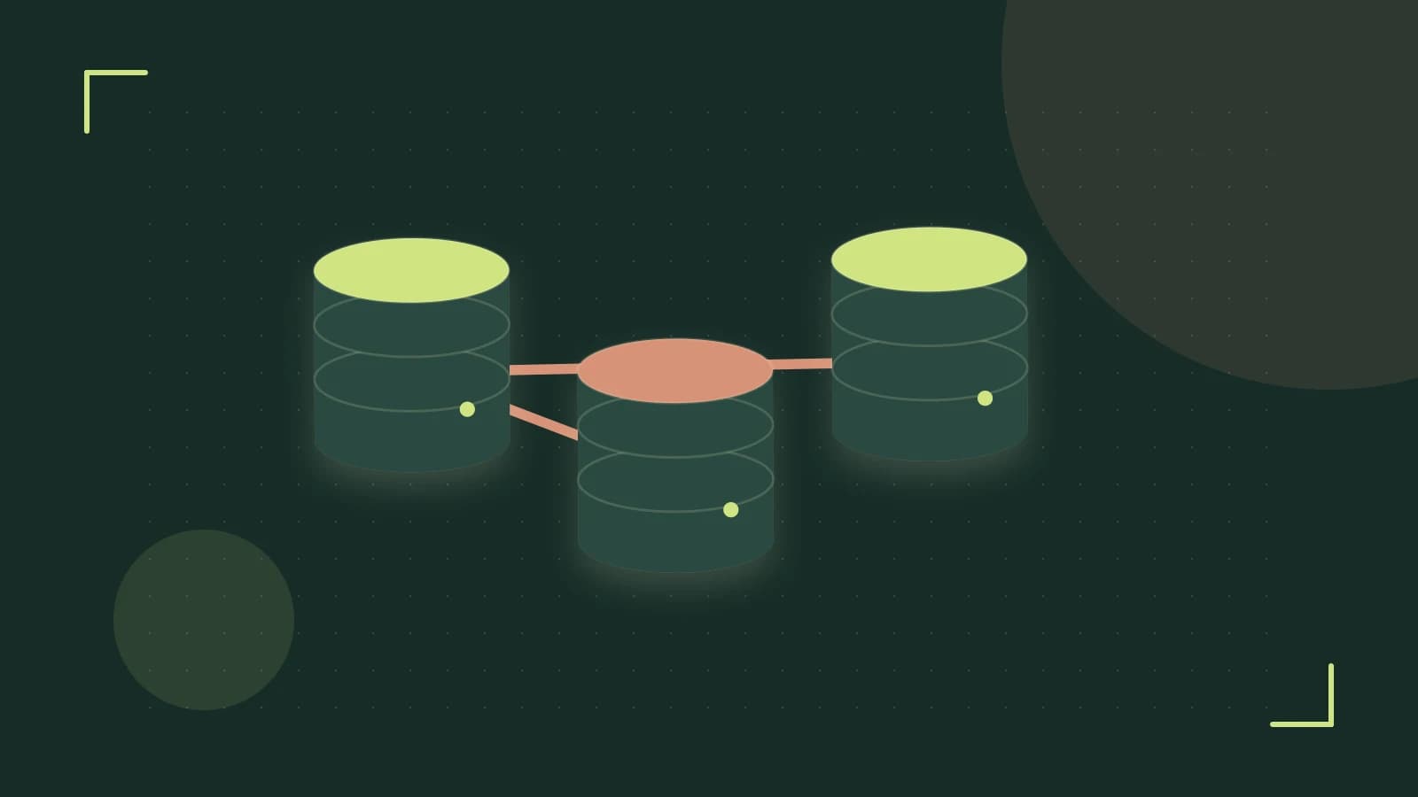 Editorial illustration of structured records, database cylinders and relationships between tables