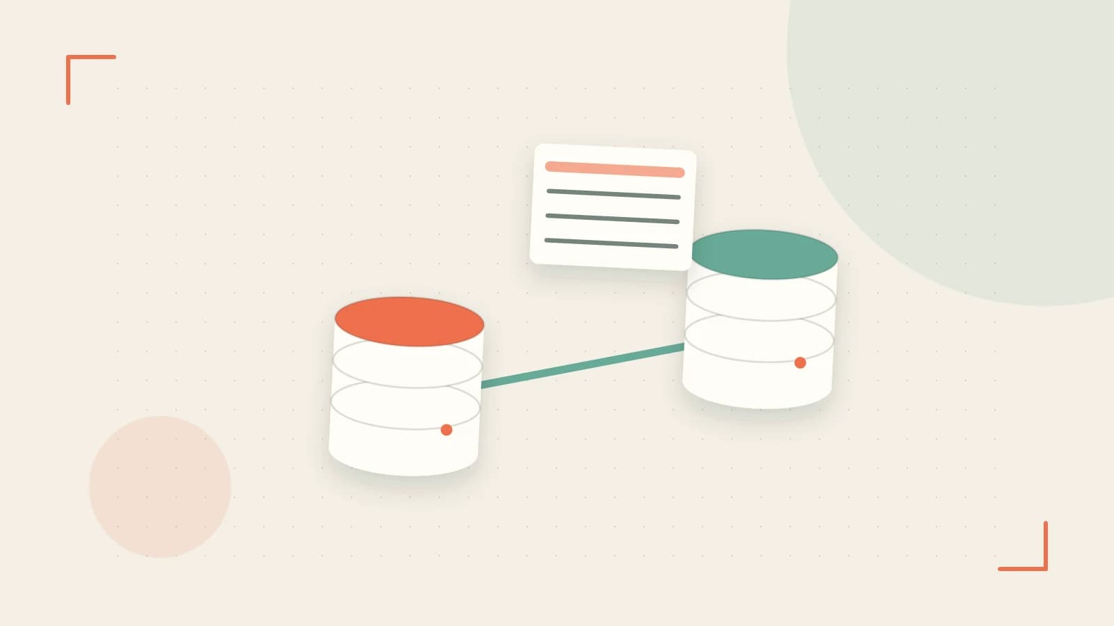 Editorial illustration of structured records, database cylinders and relationships between tables