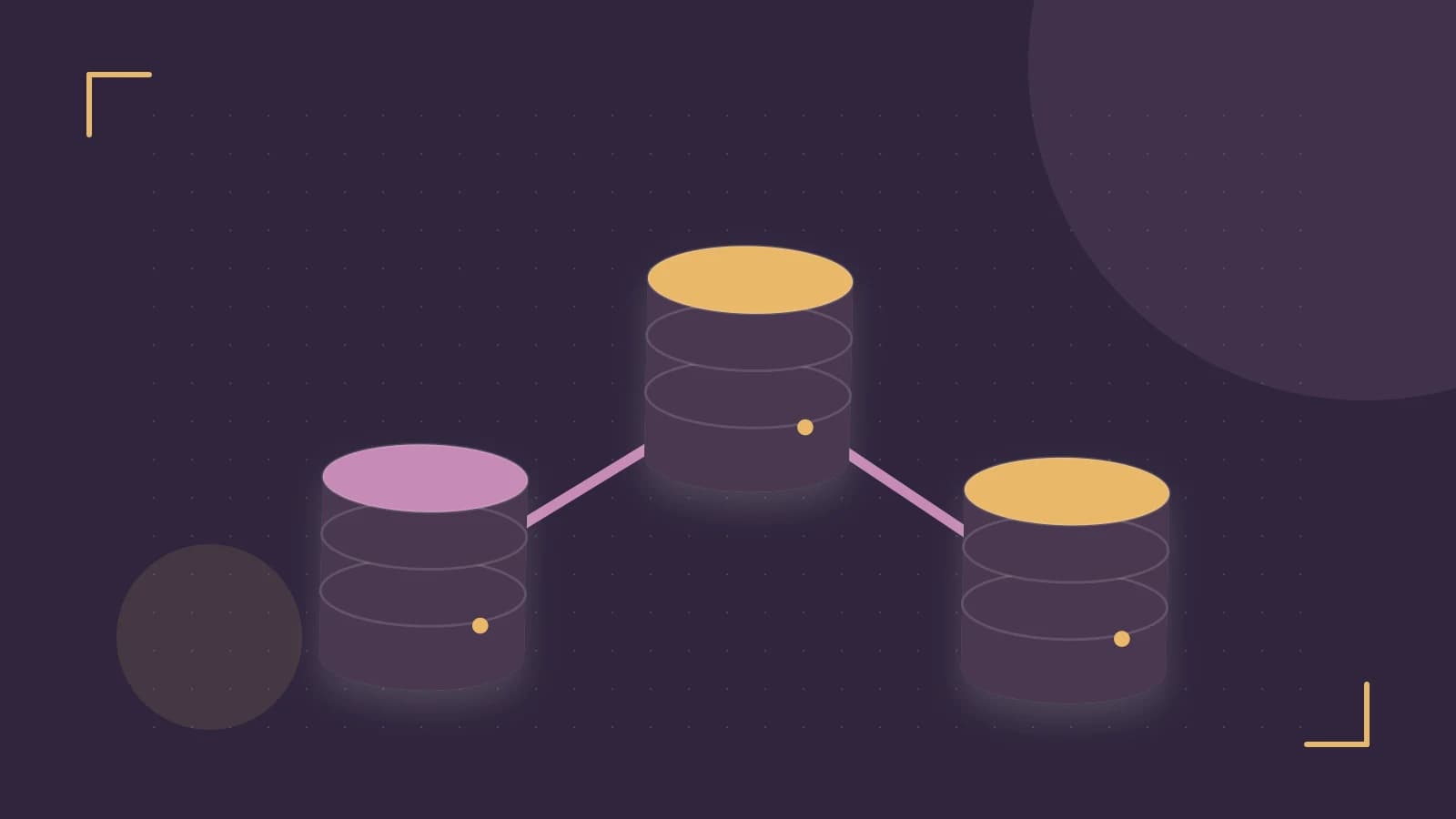 Editorial illustration of structured records, database cylinders and relationships between tables