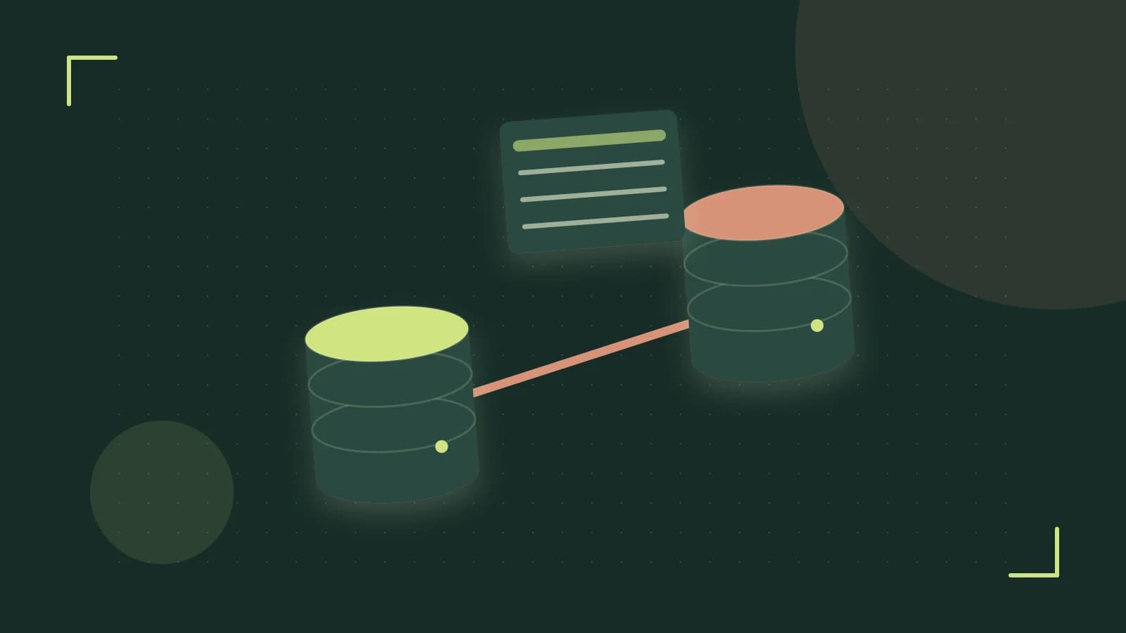 Editorial illustration of structured records, database cylinders and relationships between tables
