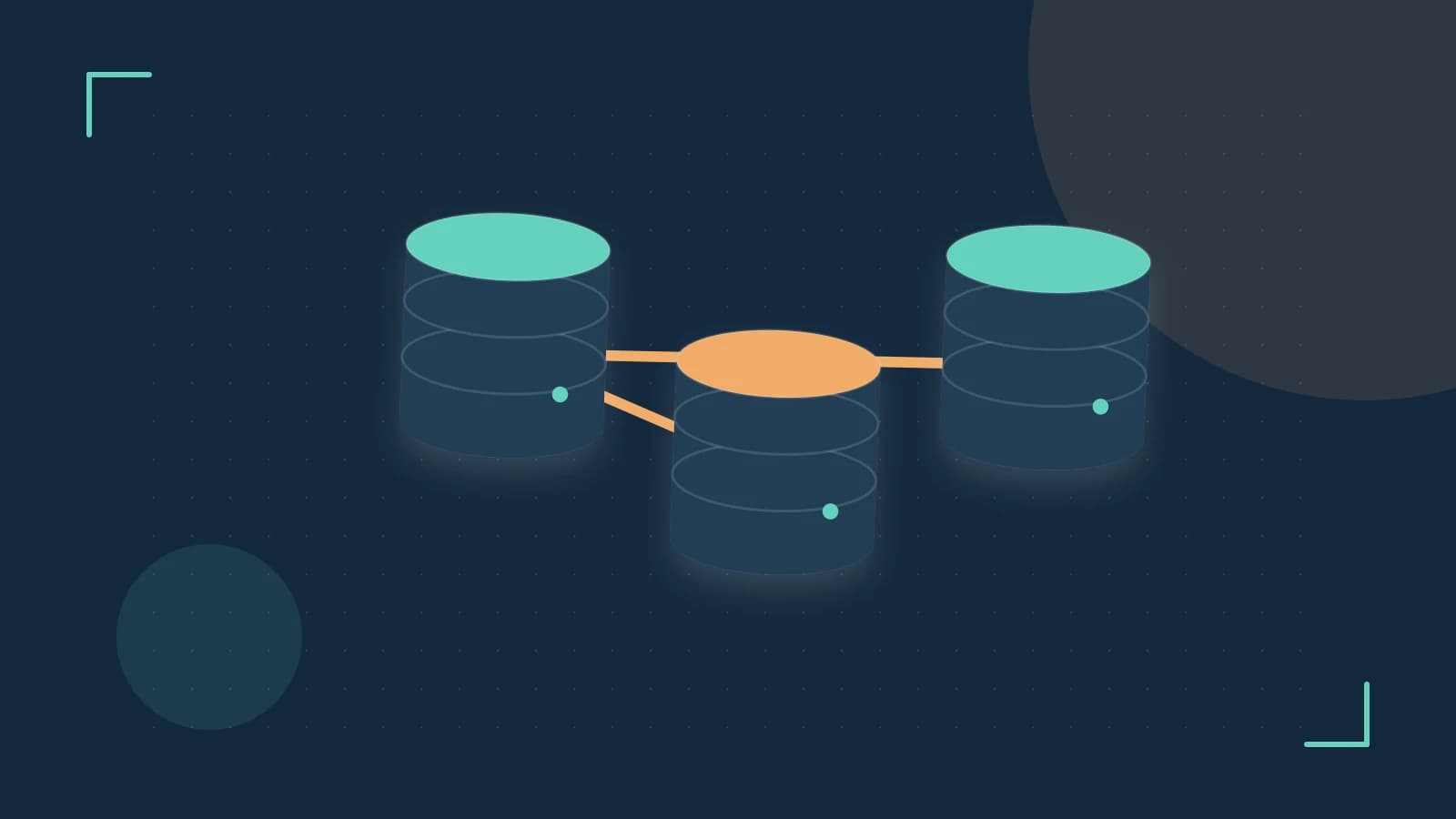 Editorial illustration of structured records, database cylinders and relationships between tables