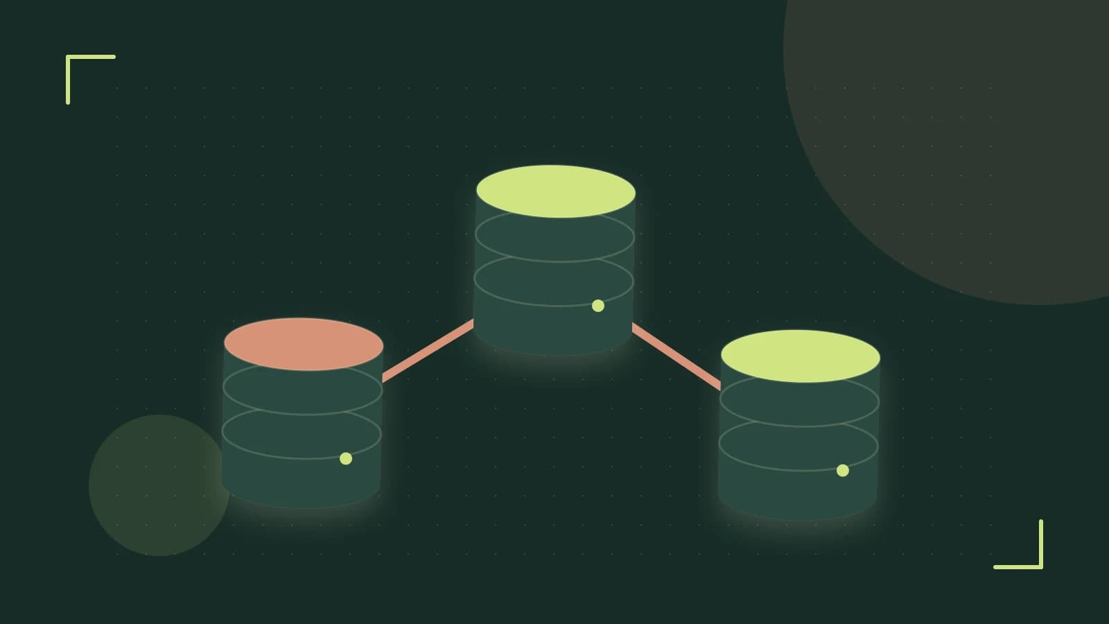 Editorial illustration of structured records, database cylinders and relationships between tables