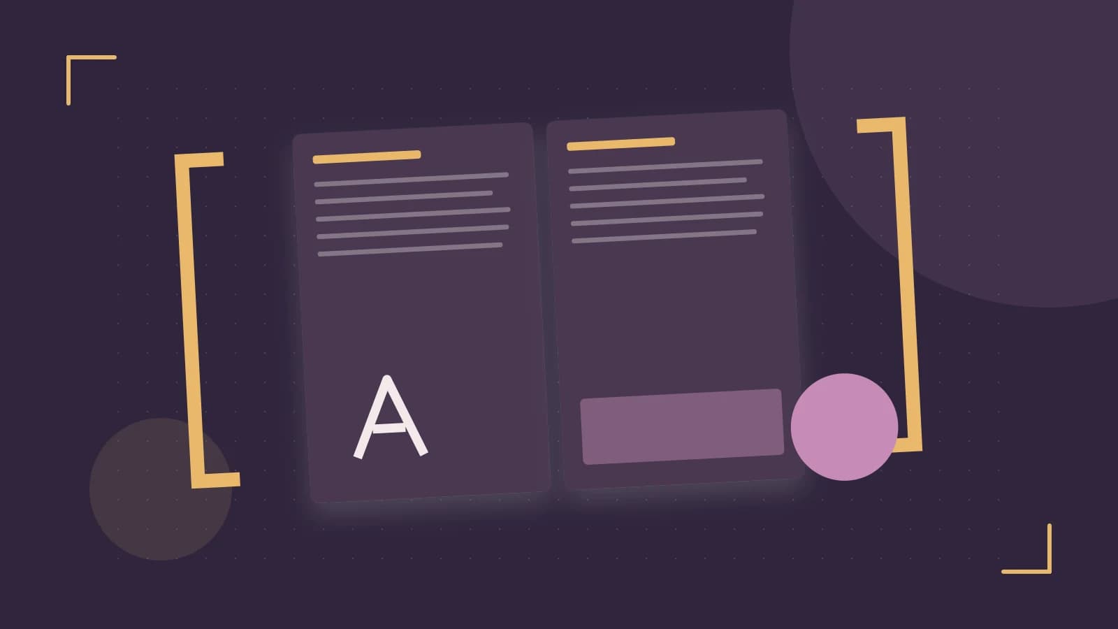 Editorial illustration of typeset pages, expressive letterform shapes and a precise editorial page grid