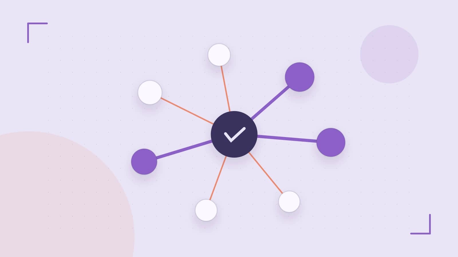 Editorial illustration of an algorithmic node graph with branching paths and a highlighted result