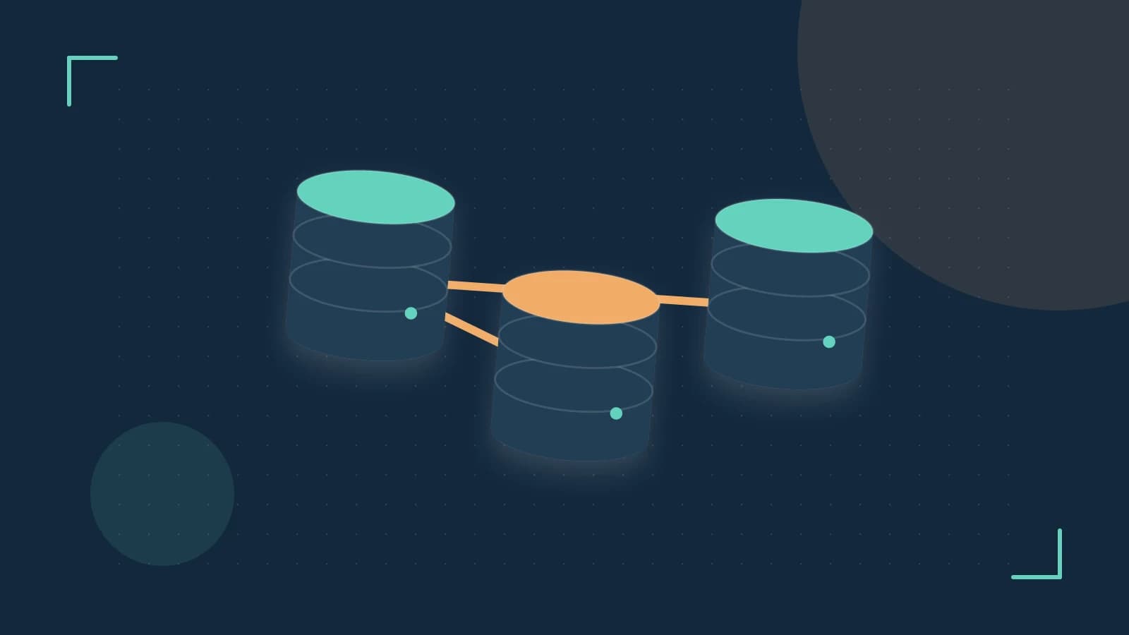 Editorial illustration of structured records, database cylinders and relationships between tables